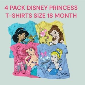 4 PACK DISNEY PRINCESS T-SHIRTS SIZE 18 MONTH GENTLY WORN